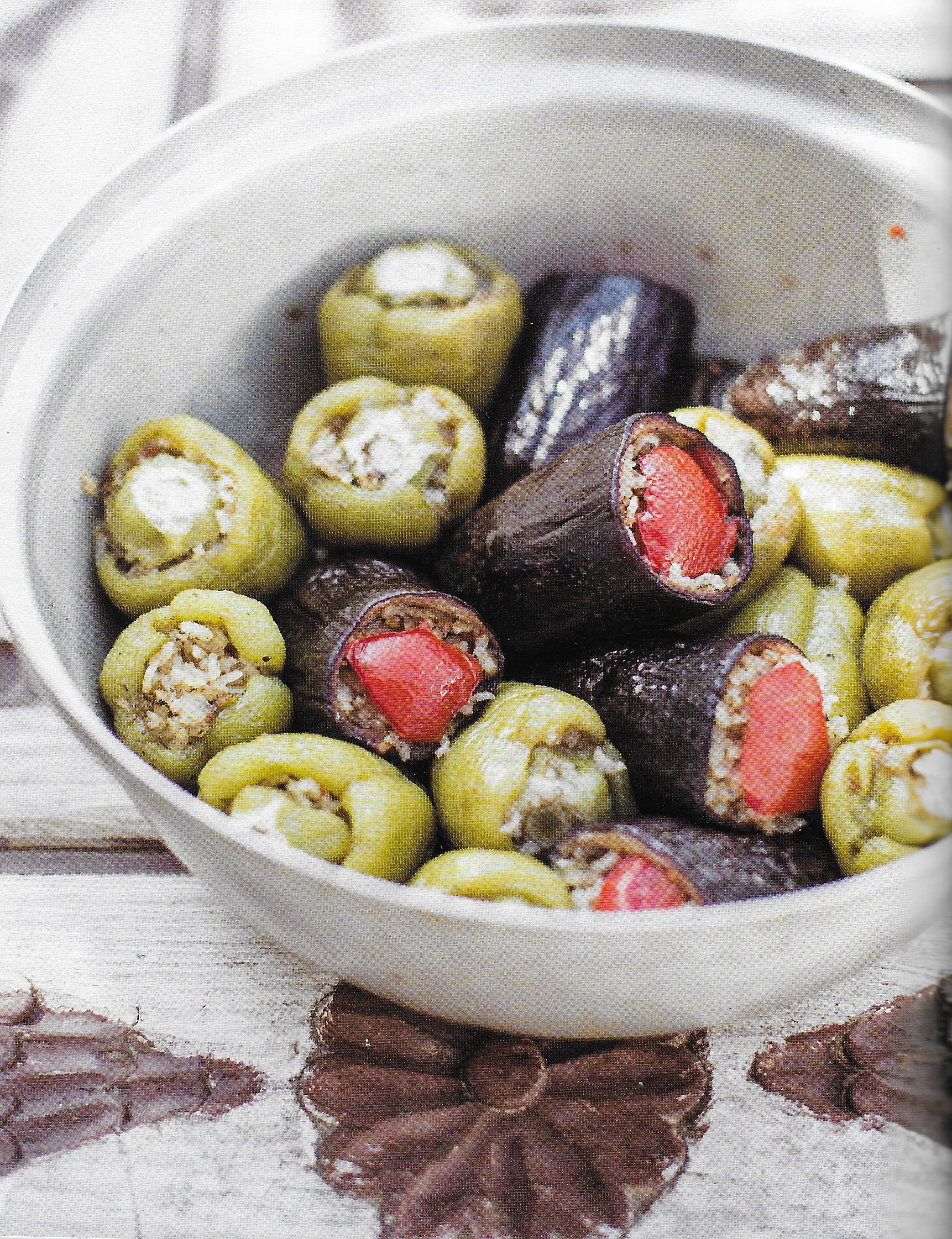 Stuffed Peppers and Eggplant